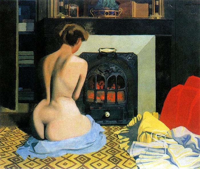 Felix  Vallotton Naked Woman Before Salamander Stove Norge oil painting art